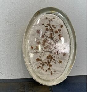 Vintage Glass Pressed Flowers Wild Hydrangea Paper Weigh 2004